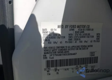 2014 Ford F-250 Lariat из США, поврежденный, VIN 1FT7W2BT5EEB58487